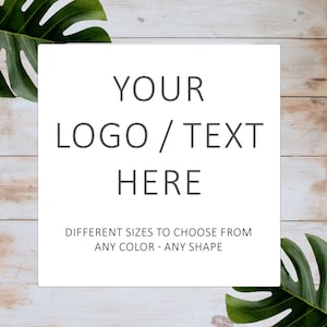 votre taille | Logo carré personnalisé pour petite entreprise | Étiquettes personnalisées de commande de texte pour des autocollants pour des entreprises | Imperméable | 0,75 à 6,0 pouces