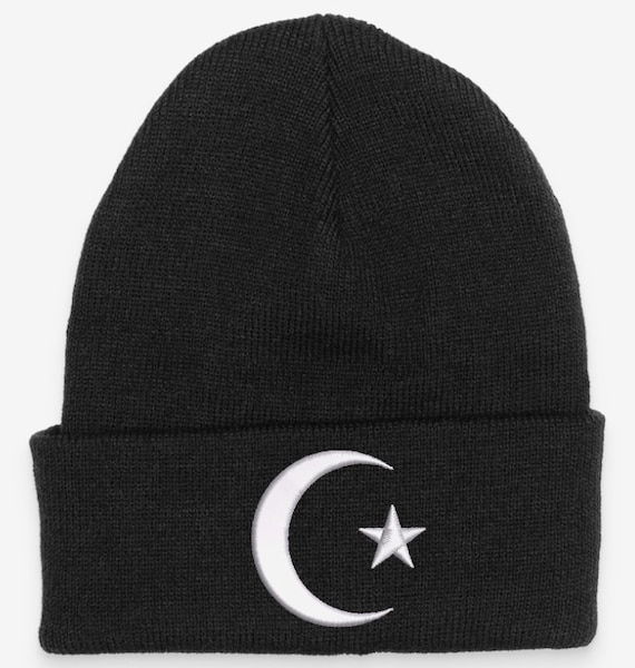 Star and Crescent Logo Embroidered Black Beanie Hat