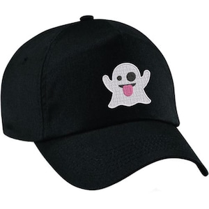 Svart keps med broderad spökemoji-logotyp