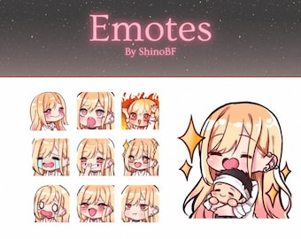 Kitagawa Marin Emote Pack for Twitch and Discord - x8 emotes, 1x animated emote + Bonus Sticker