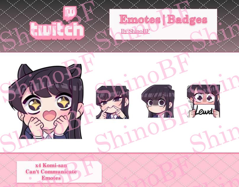 Komi Shouko Emote Pack for Twitch and Discord - x4 emotes - komi-san can't communicate