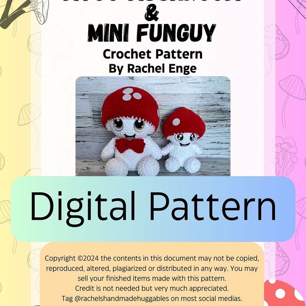 Myco Mushroom and Mini Funguy Crochet Pattern Low Sew Mushroom Crochet Pattern