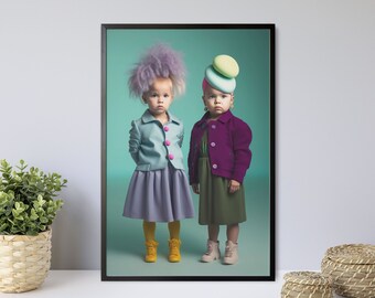 Lámina artística de alta costura para niños pequeños, decoración divertida para la habitación de los niños