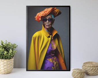 Elegant Woman Portrait Print, Colorful Wall Art