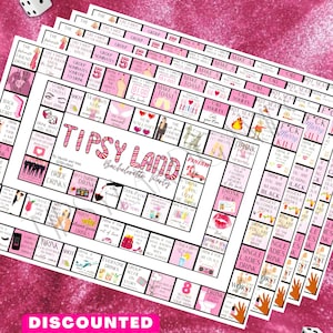 Tipsy Land Bachelorette Party DISCOUNTED LAMINATED BOARD Game Clean Out, Girls Night Out, Party Drinking Board Game, Bridesmaid Gift