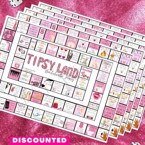 Tipsy Land Bachelorette Party DISCOUNTED LAMINATED BOARD Game Clean Out, Girls Night Out, Party Drinking Board Game, Bridesmaid Gift