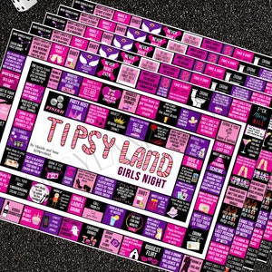 Tipsy Land Girls Night Game, Girls Night Out, Party Drinking Board Game, GNO, Pregame, Galentine(s) Games, Adult Party Game