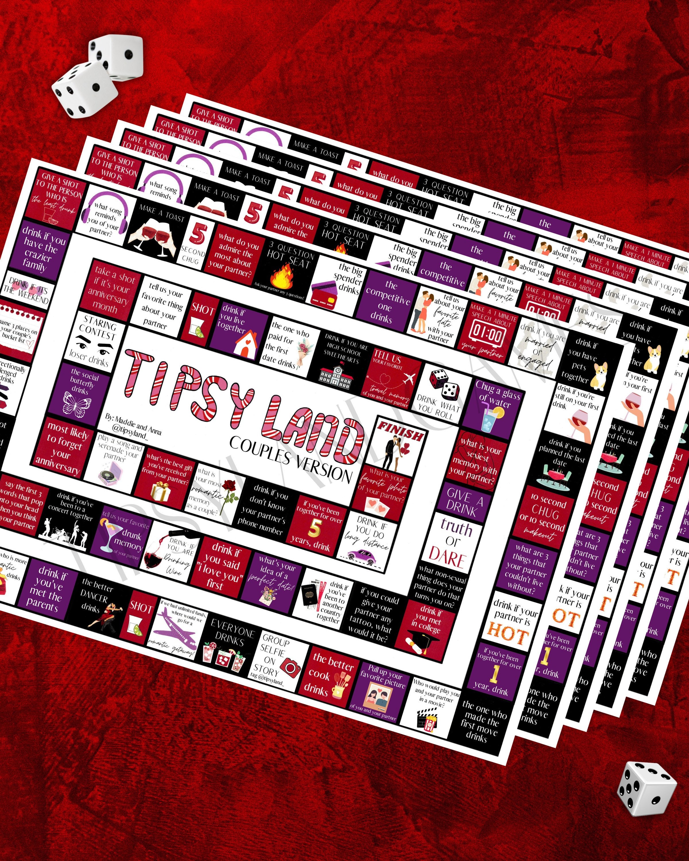 Tipsy Land Couples Drinking Board Game Date Night Perfect Etsy Australia