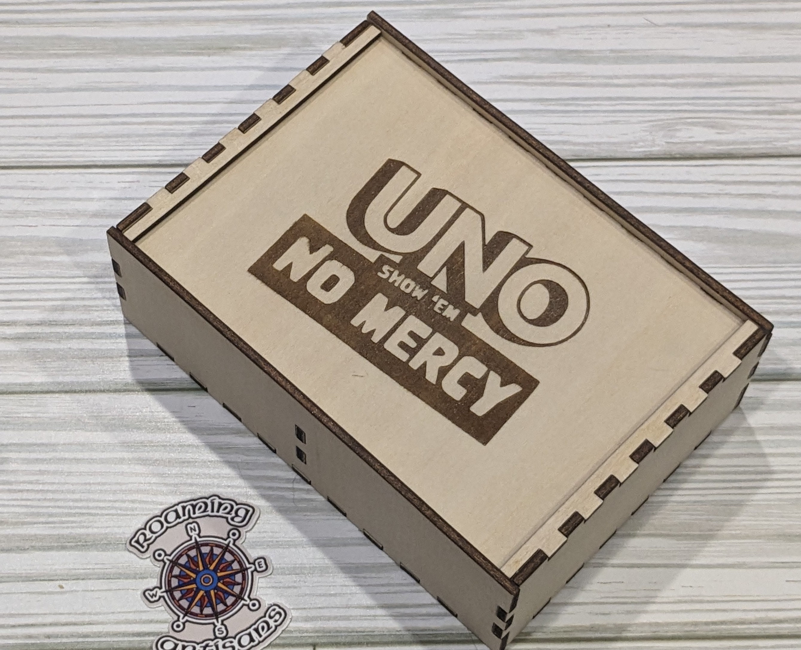 UNO NO MERCY Card Game Box Personalized Laser Wood Cut 