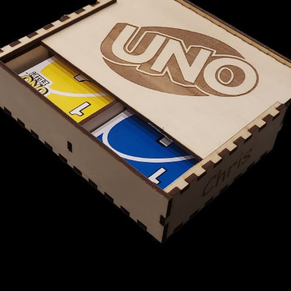 Uno Wood Card Box Etsy