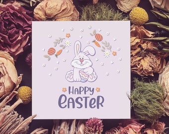 Easter Carrot Bunny Card, Easter Gift Card, Easter Bunny Greeting Card, Printable, Instant Download,For Her For Him,  Digital Card, Easter