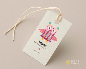 Valentines Day Printable Tag, Editable Gift Tag, Editable Template, Modern Gift Tag, Hang Tags Template, Digital Tag, Instant Download, OWL