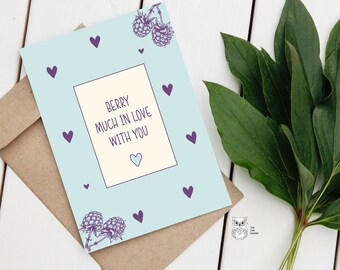 Valentines Day Printable Card, Berry Gift Card, Greeting Card, Modern Gift Card, Digital Card, Instant Download, Berry Much In Love