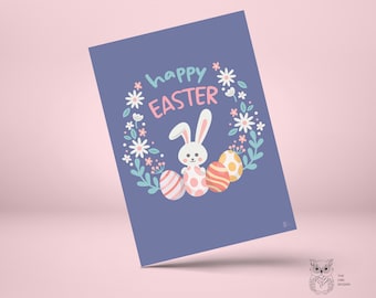 Happy Easter Cards, Easter Cute Card, Easter Card, Easter Bunny, Hoppy Easter, Instant Download, Printable Template, Printable Easter Card