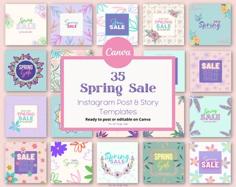 Spring Instagram Template, Canva Template, Instagram Story, Instagram Post, Hello Easter, Canva Instagram Template, Digital Template, Spring