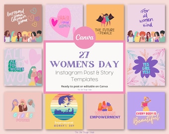 International Women's Day, Instagram Template, Canva Template, Instagram Story, Instagram Post, Happy Women's Day, Canva Instagram Template