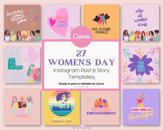 International Women's Day, Instagram Template, Canva Template, Instagram Story, Instagram Post, Happy Women's Day, Canva Instagram Template