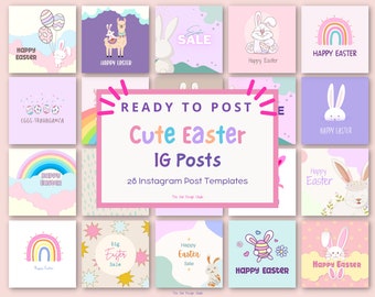 Easter Instagram Post, Instagram Template, Easter Social Media Post, Happy Easter, Easter PNG, Easter Bunny, Instant Download, Social Media