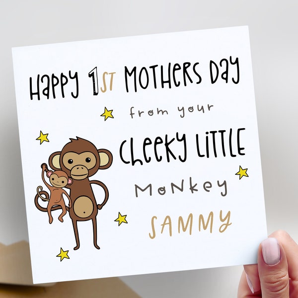 First Mother's Day Card Personalised Funny Mother's Day Card Our First Mother's Day Cute Happy Mother's Day Card Cheeky Little Monkey