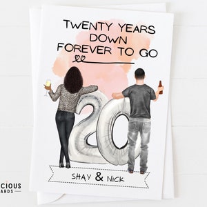 20th Anniversary Card | Personalised Anniversary Card | Twenty Years Down Forever to go | Happy Anniversary him or her | Boyfriend