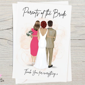 Parents of the Bride Card | Personalised Wedding Day Card for Mum, Dad | Bridal Thank You for Everything Card | Mother, Father of the Bride