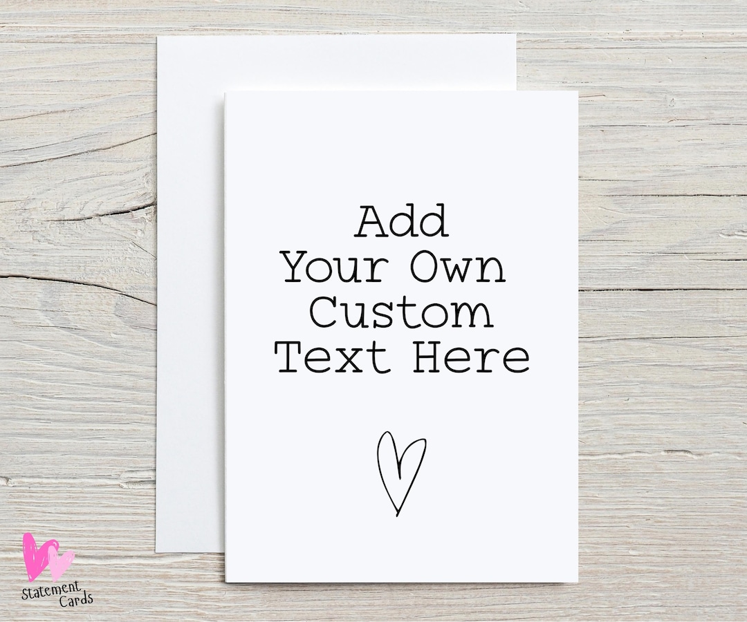 Personalised Custom Text Card | Blank Customisable Quote Card | Add Any ...