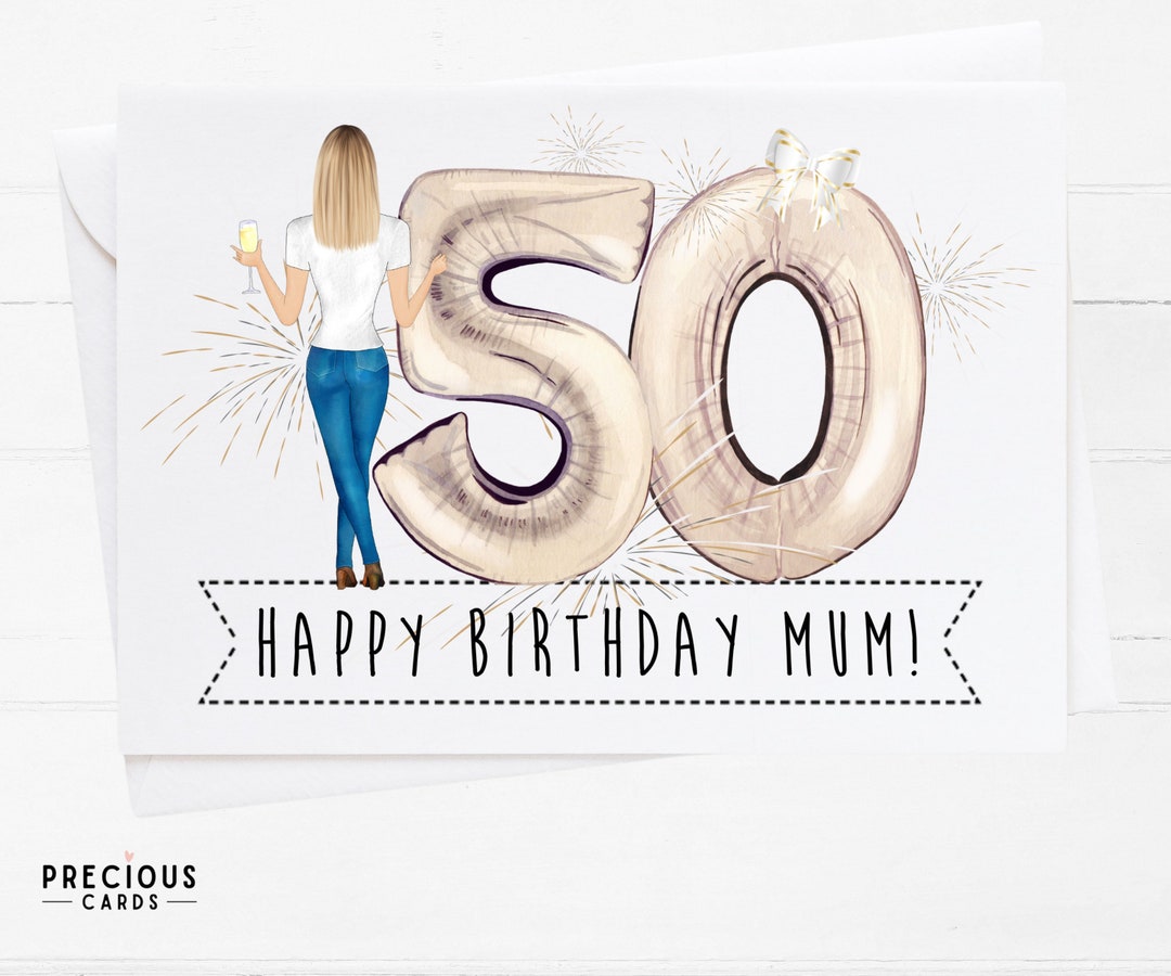 Mum 50th Birthday Card Personalised 50th Birthday Card for Mum Mum, Mam, Mom 50th Card