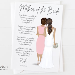 Mother of the Bride Card | Personalised Wedding Day Card for Mum | Thank You Poem Card for Mother of the Bride | Bridal Gift for Mum