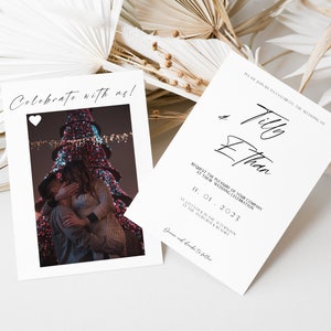 Photo Wedding Invitation Set Modern Minimalist Wedding Invite Set, Printable Wedding Invite, Instant Download Picture Template DIY - OOL