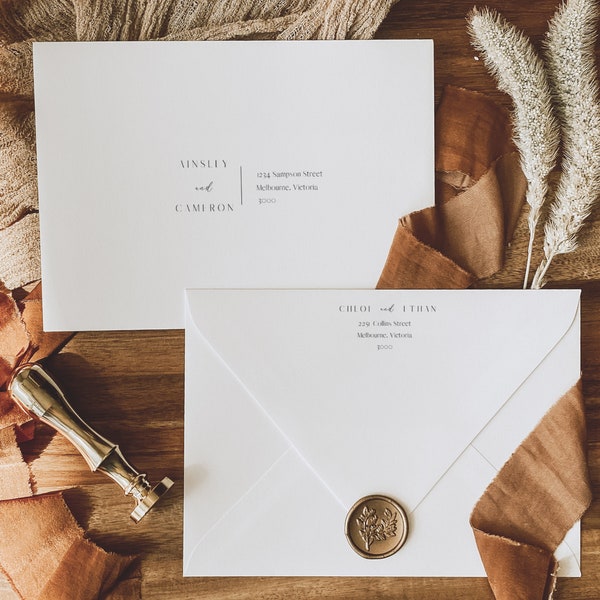 Envelope Addressing, INSTANT DOWNLOAD, Calligraphy Envelope Names, Templett, Reply Address, Letter Address DIY Envelopes 5x7
