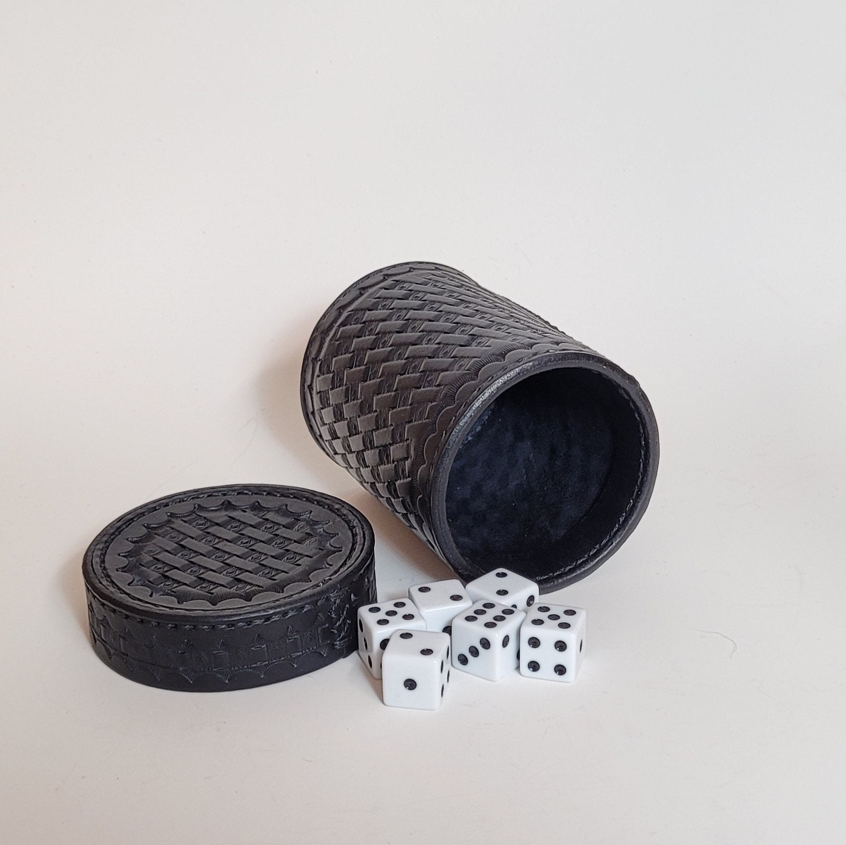 Stamped Leather Dice Cup/Pencil Cup