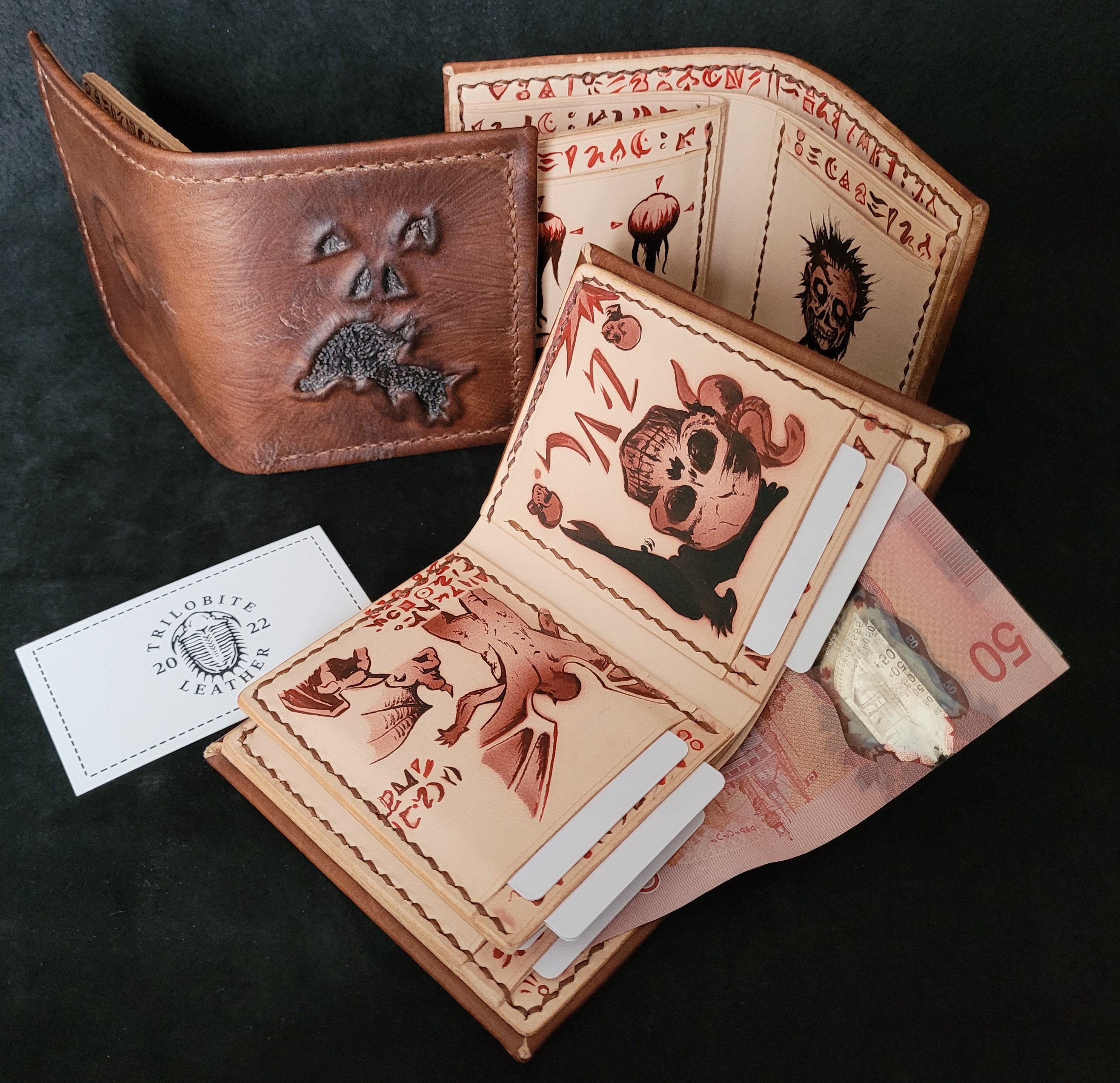 Necronomicon Wallet, Handmade with Genuine Leather