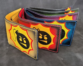 Handmade Leather Bifold Wallet with Serious Sam Logo