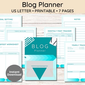 Blog Planner Templates for Content Creators, 7 pages letter size Colour Printable Planner