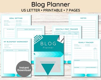 Blog Planner Templates for Content Creators, 7 pages letter size Colour Printable Planner