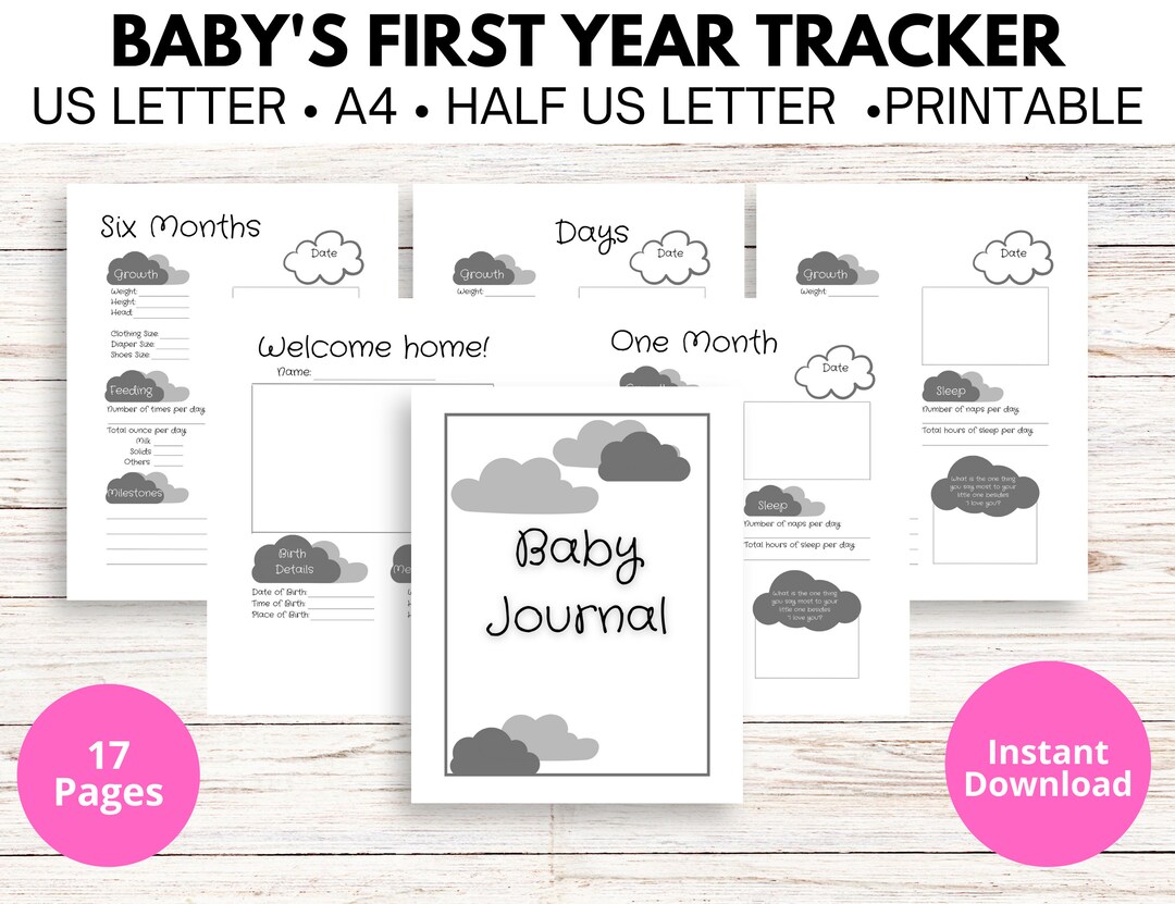 Baby Journal First Year Monthly Tracker Milestones Multicolours US