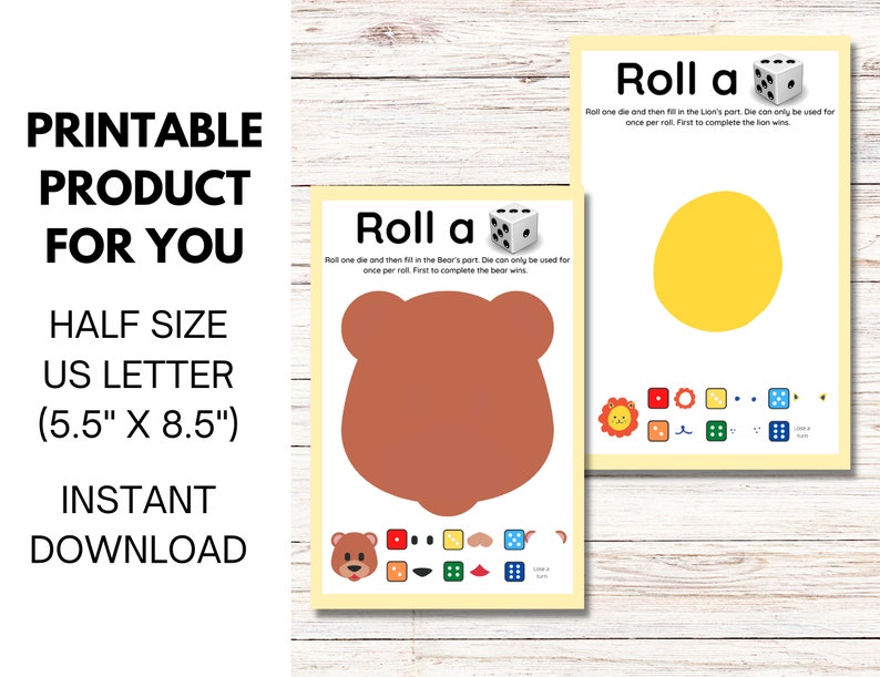 6 Roll a Dice Games for Kids Party Games Printable PDF - Etsy