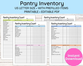 Pantry Inventory Template | Food Inventory | Printable | Editable PDF | Letter Size
