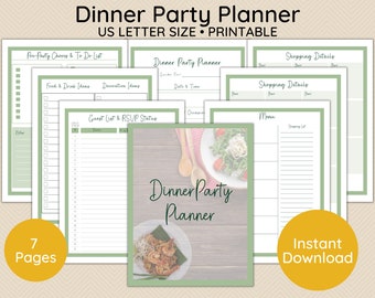 Planificador de cena imprimible, Planificador de comidas imprimible, Tamaño carta PDF