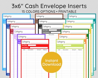 Colorful Cash Envelope Inserts, Savings Tracker Printable | Letter Size | PDF