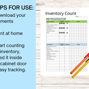Fridge &amp; Freezer Inventory Template Printable | Food Inventory | Letter ...