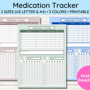 Medication Tracker Printable Template, Medicine Log | Letter Size & A4 | PDF