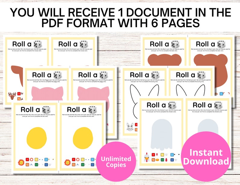 6 Roll a Dice Games for Kids Party Games Printable PDF - Etsy