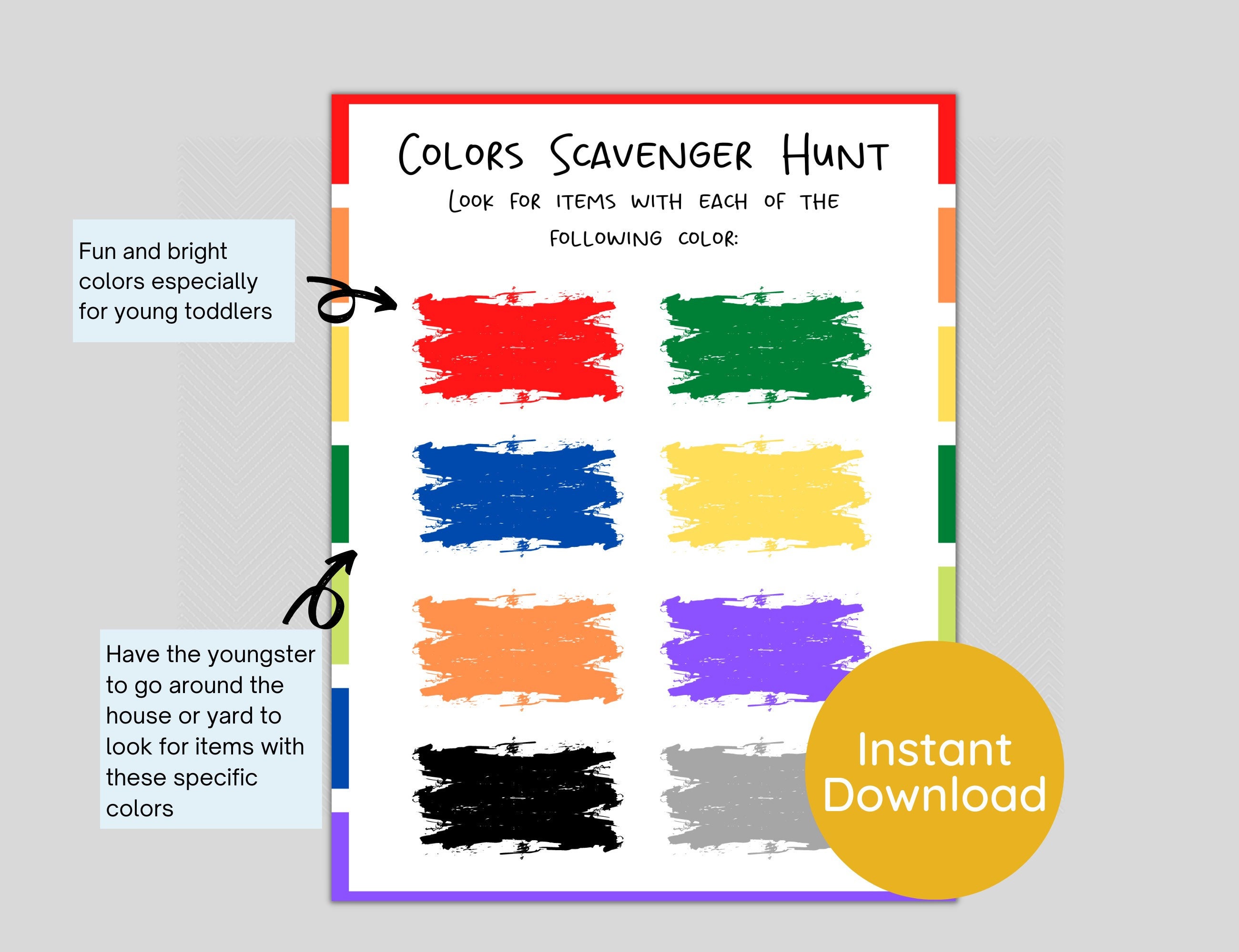 Scavenger Hunt, Colors Scavenger Hunt, Kids Game Activity, Printable ...