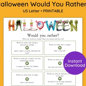 Halloween Would you rather? This or That? Halloween Game Activity, Printable PDF