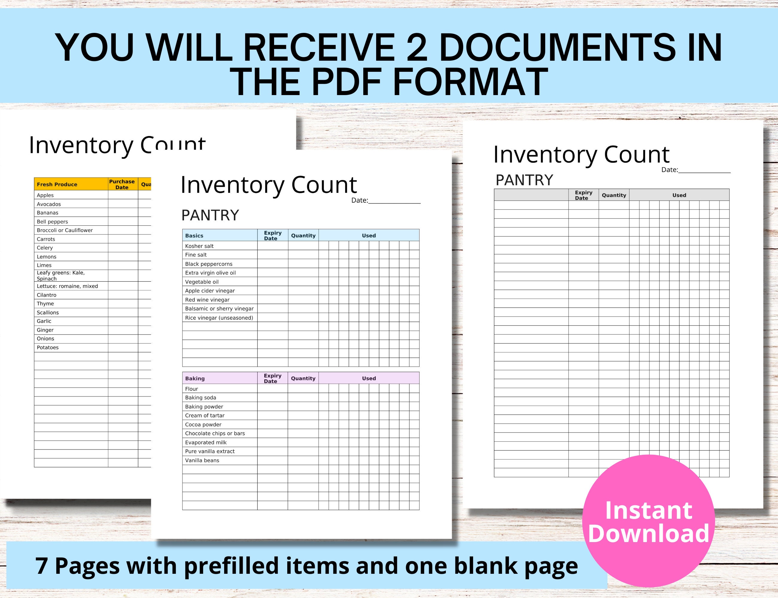 Kitchen Inventory Bundles Printable | Pantry, Fridge & Freezer ...