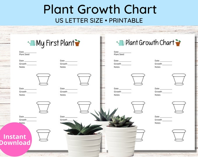 Plant Growth Chart for Kids First Plant Log US Letter PDF - Etsy