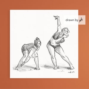 Art Print of Dancers, Body Neutrality  Art, Female Friendship Art, Joyful Dancing Print