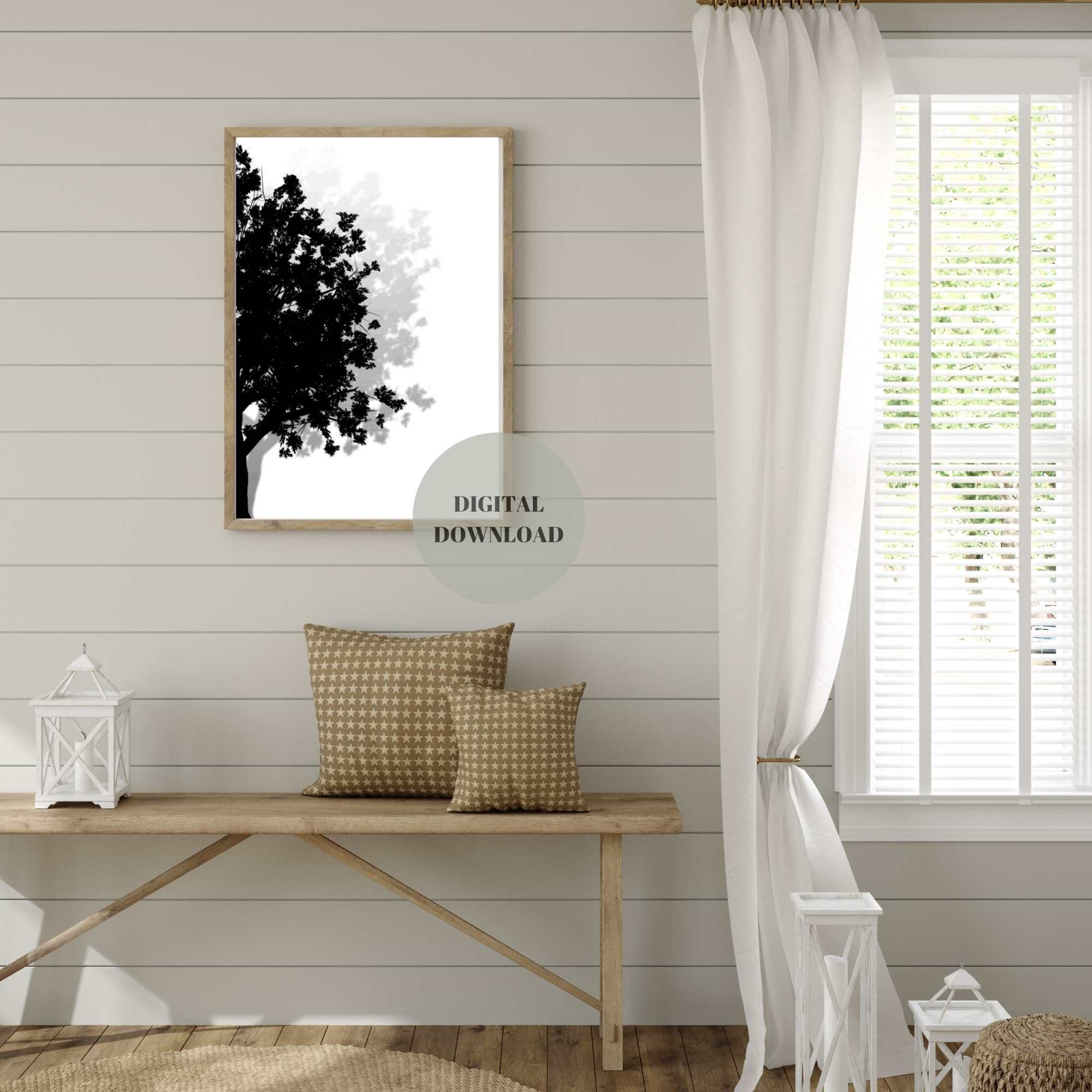 Black and White Tree Prints, Black Tree Branches, Black White Wall Art