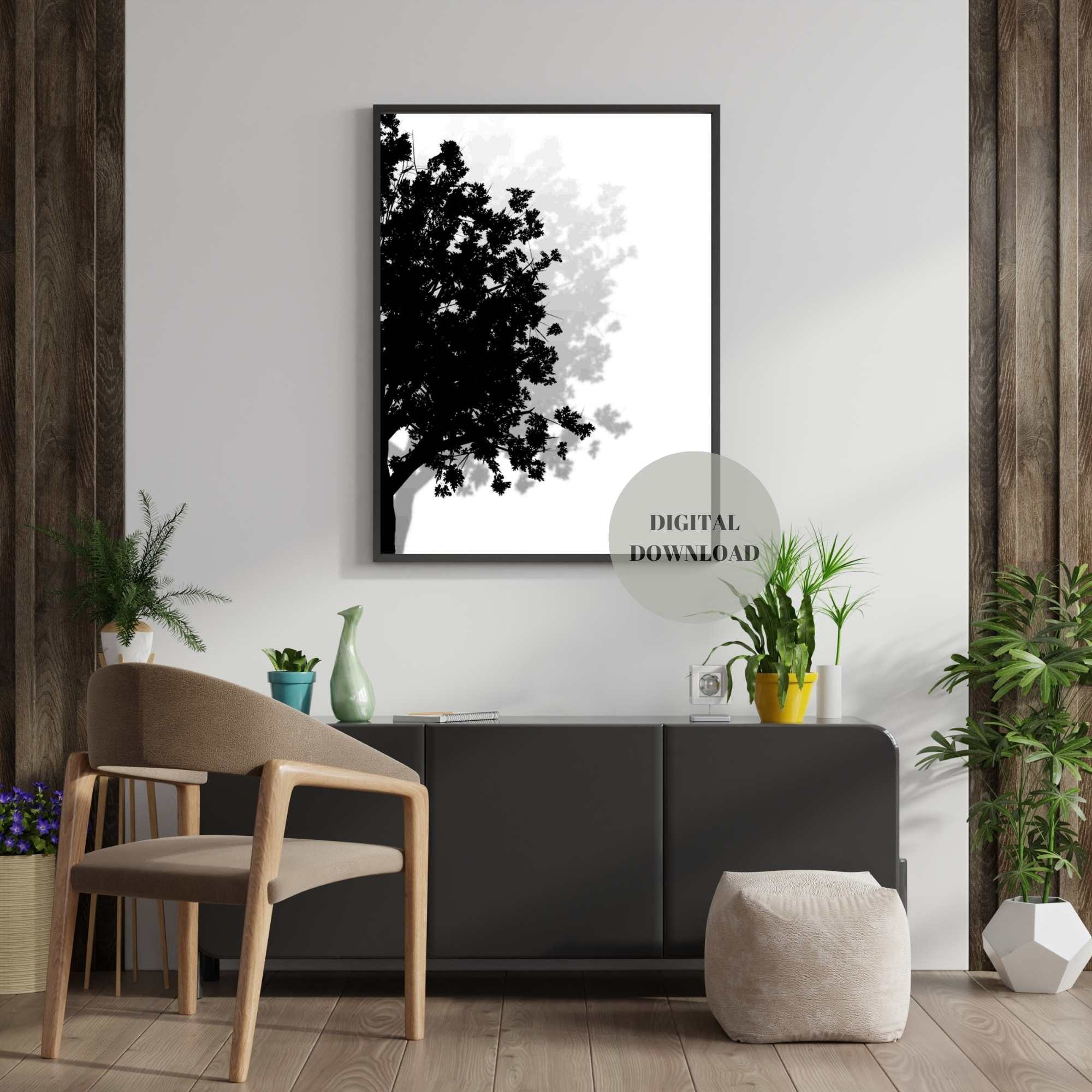 Black and White Tree Prints, Black Tree Branches, Black White Wall Art